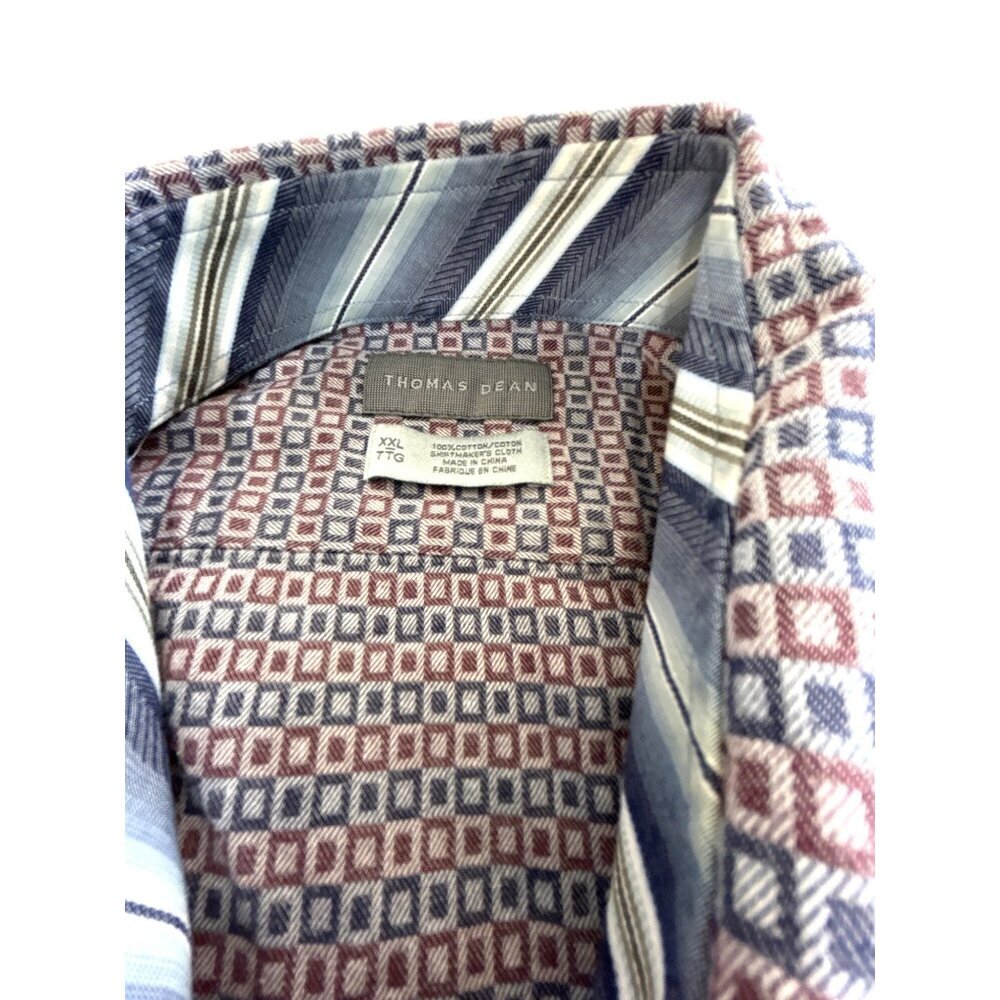 Thomas Dean Mens Shirt Long Sleeves MultI Geometric Constrasting Size XXL TTG - Picture 3 of 6